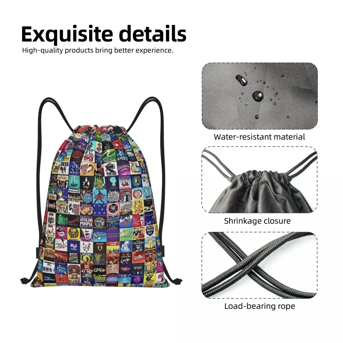 Musicals! Sports Drawstring Backpack Sport Fitness Travel Outdoor Sackpack Women And Men Large Capacity Gym Swim Beach Bags