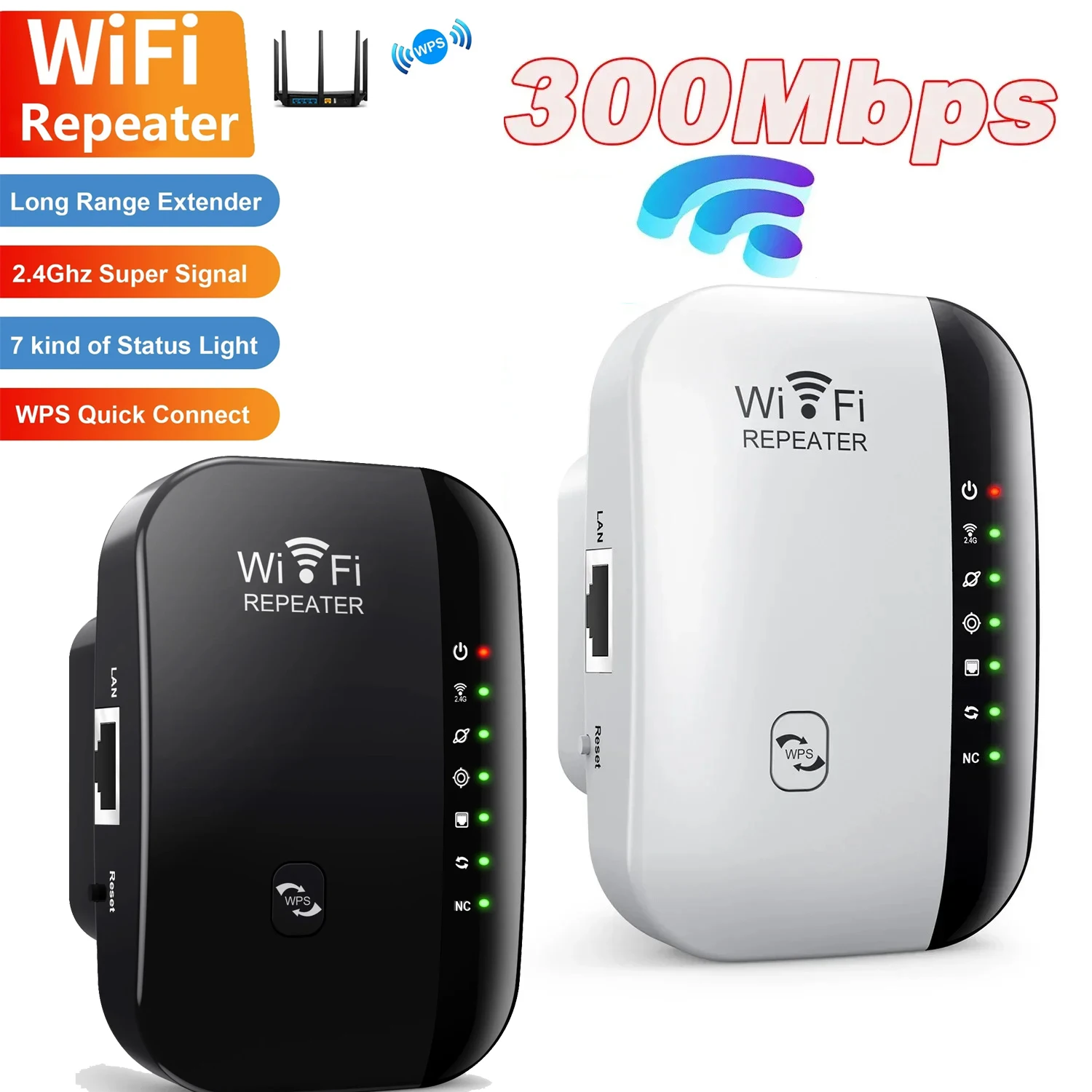 300Mbps Wireless WIFI Repeater 2.4G Router High-Speed Expansion WiFi Signal Booster 802.11N Long Range WiFi Repeater & Extender