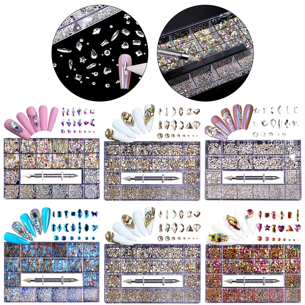 ชุดตกแต่งเล็บด้วยคริสตัลแบบแบน ชุดตกแต่งเล็บด้วยคริสตัลสำหรับงานตกแต่ง