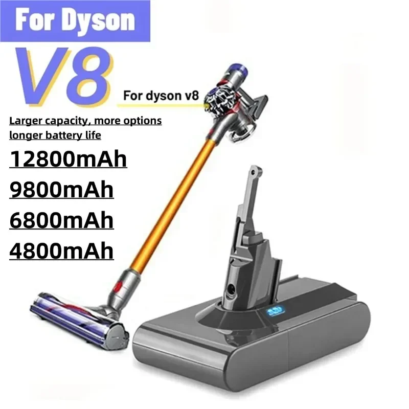 Batteria di ricambio 21,6V 4800/12800mAh per aspirapolvere Dyson V8 Absolute Fluffy Animal Motorhead SV10, batteria agli ioni di litio, batteria ricaricabile, magazzino UE, spedizione rapida
