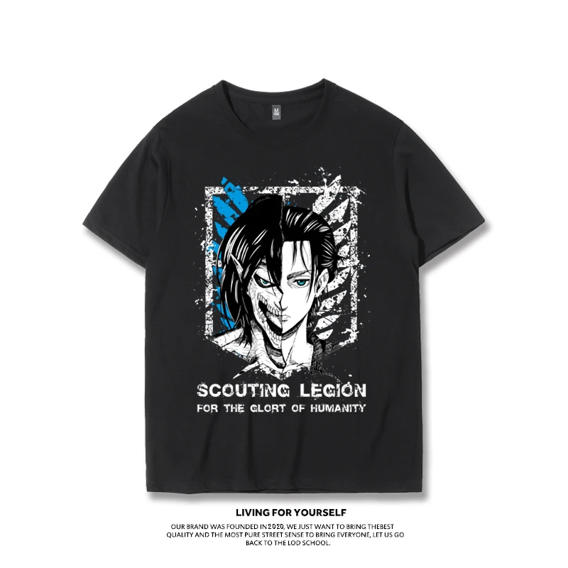 تي شيرت رجالي من Attack on Titan Anime: Free Wings، تي شيرت ألين تيتان كاجوال من القطن الخالص مريح للرجال