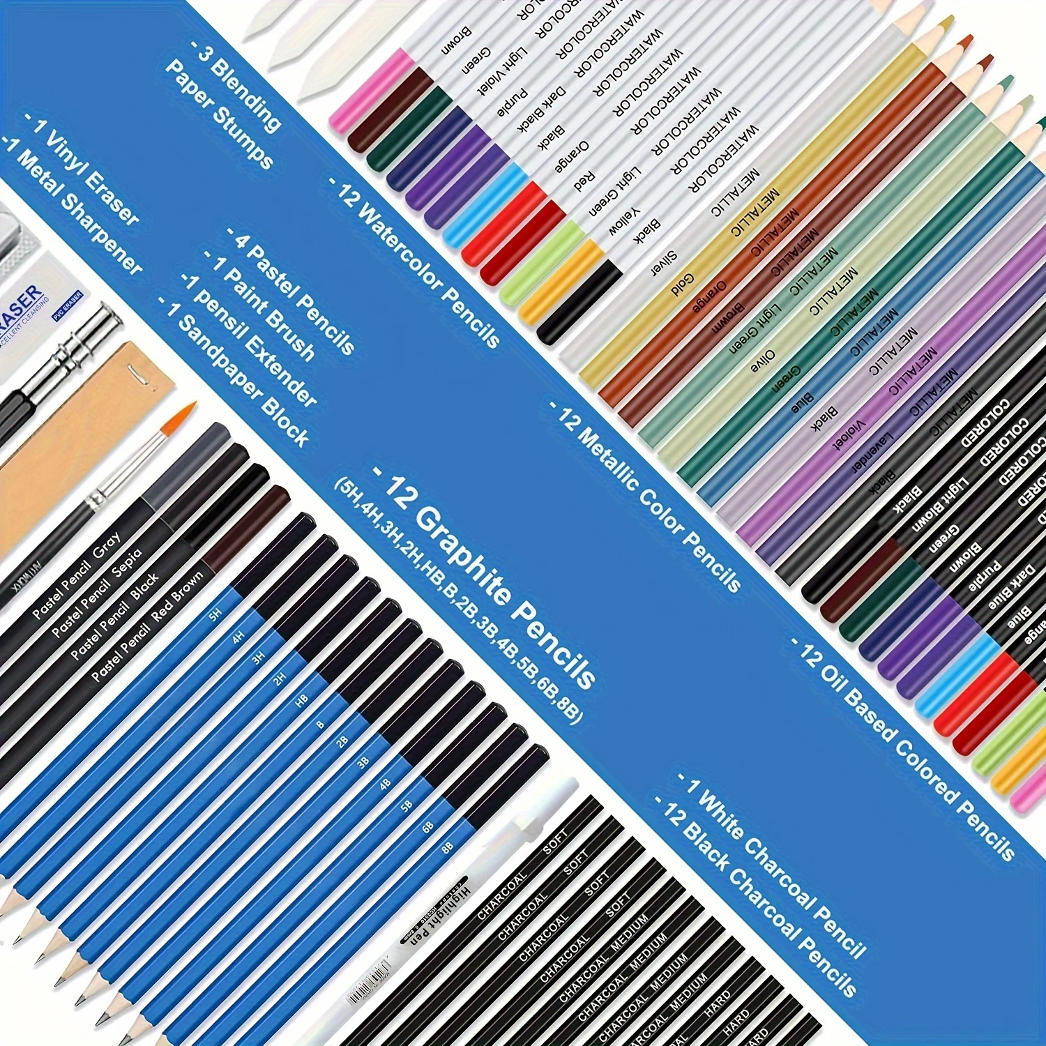 Drawing Set Sketching Kit, 76 Pack Drawing Pencils, Drawing Supplies Include Watercolor Pad, Watercolor, Metallic, Color
