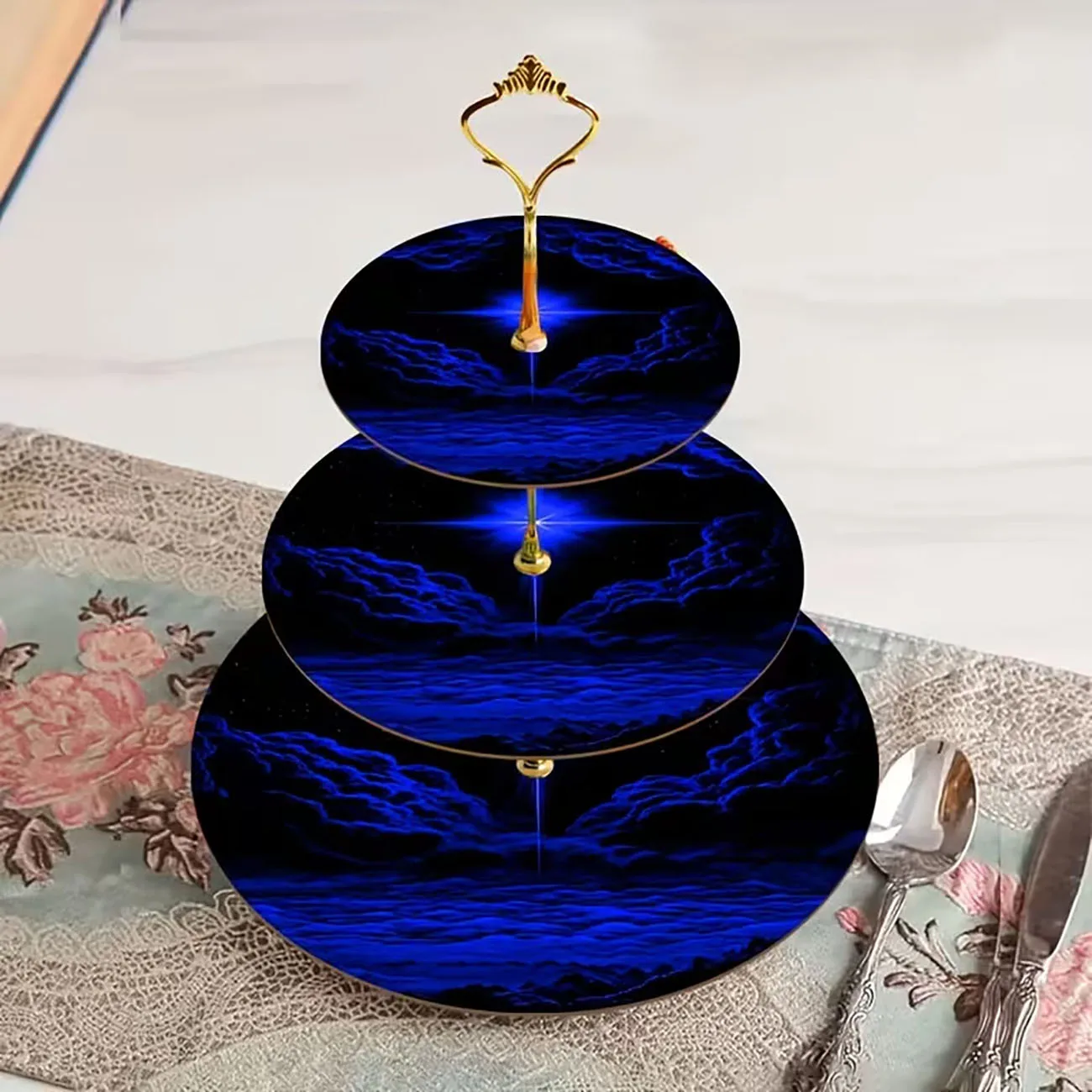Three layer service tray, easy to assemble without tools, perfect for Christmas, birthday parties, Valentine's Day decorations