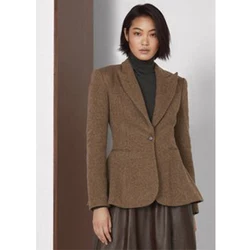 New Women's Herringbone Coat American Retro Single-breasted V-neck Jackets for Women Hits Winter 2023 Womens Short Sets Woman