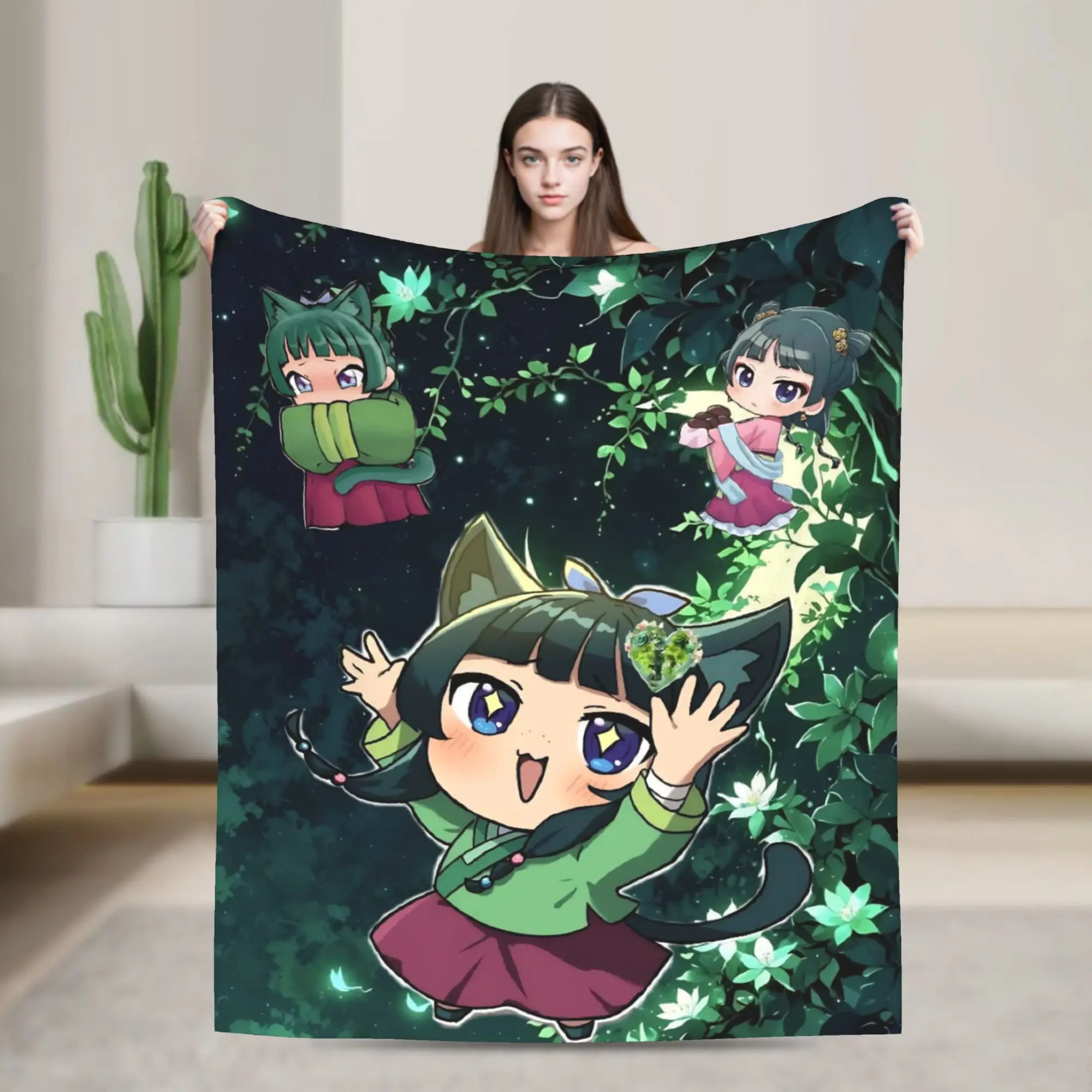The Apothecary D-Diaries Maomao Throw Blanket for Couch Soft Fuzzy Plush Blanket 50x60 Inch Multi-size Bedspread for All Seasons