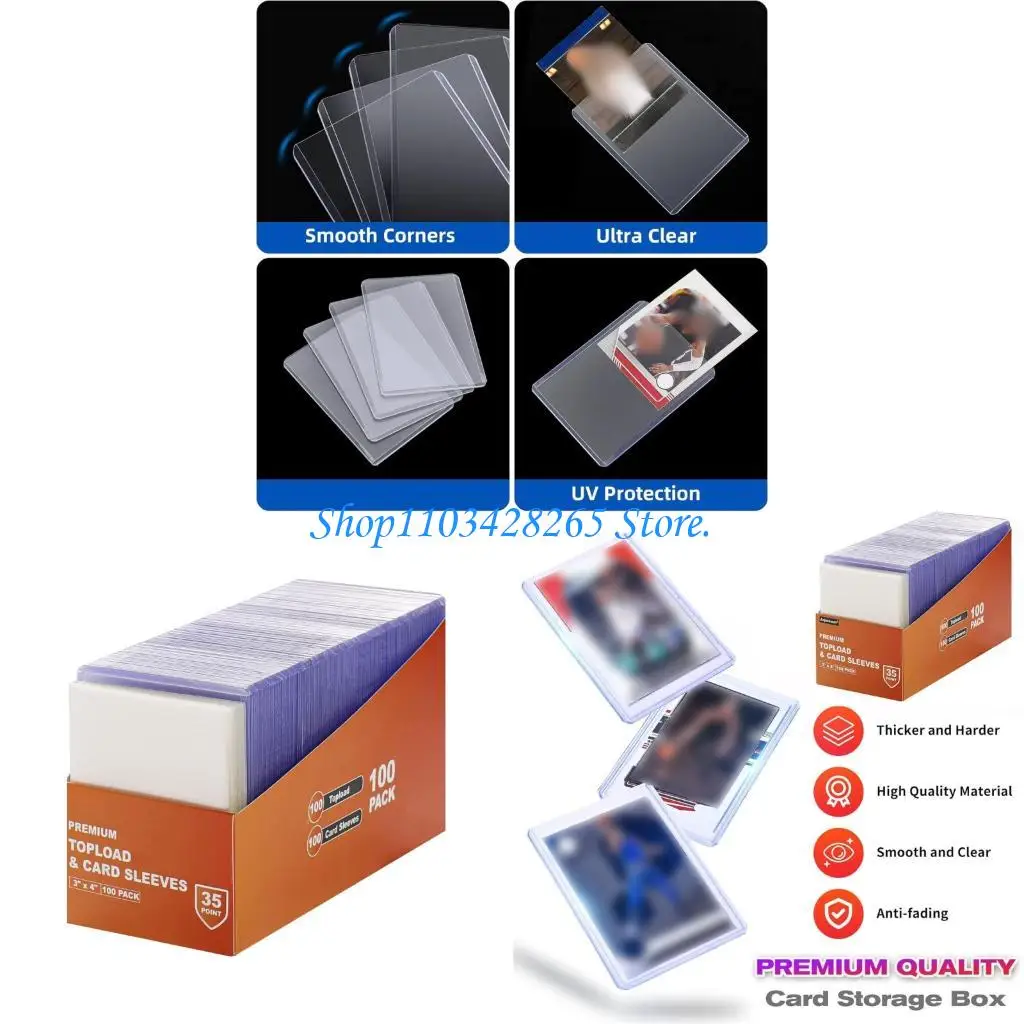 

100pcs Heavy Duty Transparent Card Sleeves 3X4 Inch 35PT Thickness Protective Storage G2TE