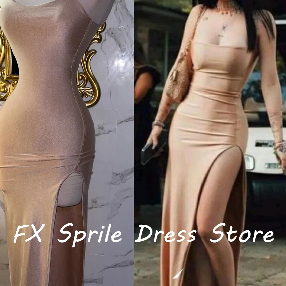 Strapless Spaghetti Straps Sleeveless Velour Sheath Floor Length Side Slit Solid Color Backless Elegant Evening Dress Woman 2024