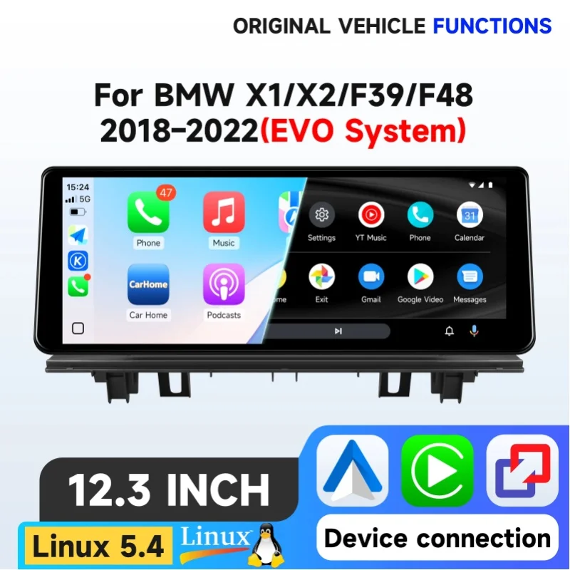 Hizpo 12,3 Zoll Linux Auto-Intelligentes Display Multimedia-Player für BMW X1 F39 X2 F48 2016-2022 NBT EVO System Head Unit Autoradio Multimedia-Videoplayer Stereo AutoRadio mit AirPlay Carplay