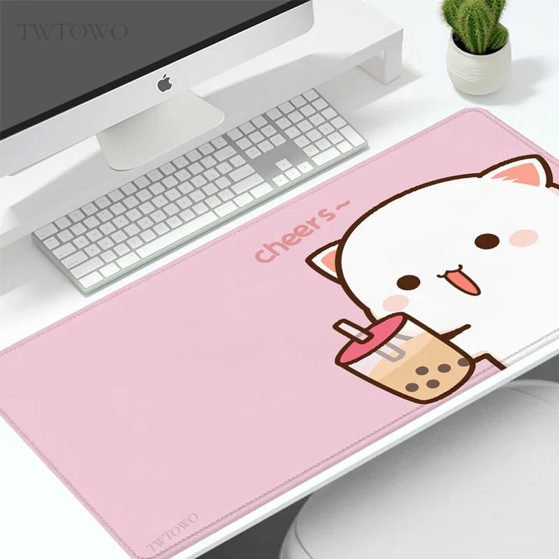 Mouse Pad Gamer Cute Anime Peach Mochi Cat XL Home New HD Mousepad XXL Desk Mats Office Natural Rubber Non-Slip Mouse Mats