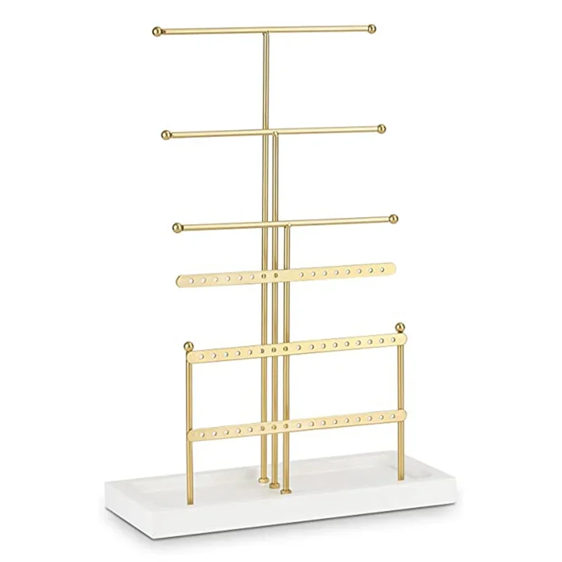 

Jewelry Organizer Tabletop Jewelry Holder Earring Necklace Bracelet Jewelry Tree Display Stand with Tray