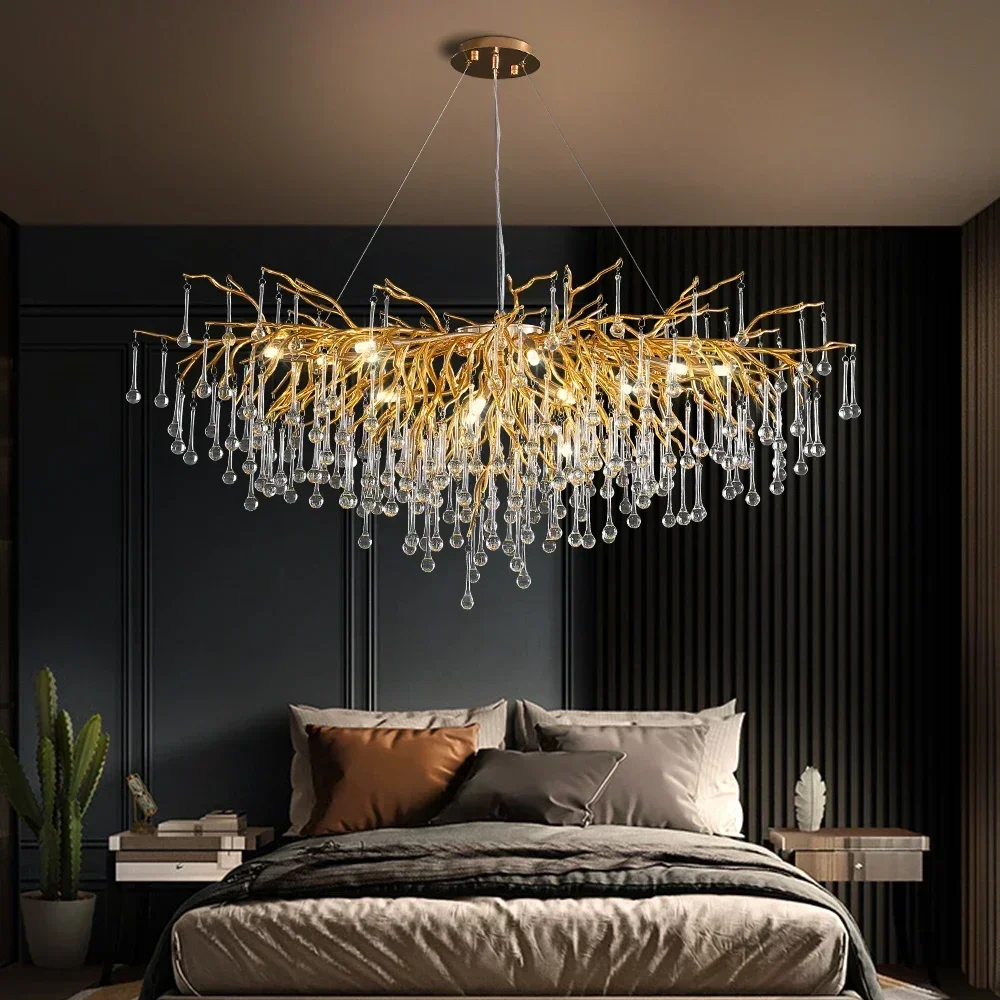 

Postmodern luxury gold crystal chandelier Nordic design home decoration living room hotel lobby lighting restaurant chandelier