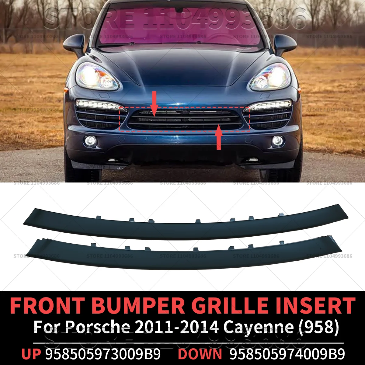 

For 2011-2014 Porsche Cayenne (958) Front Bumper Grille Insert 2PCS OEM 958505973009B9 958505974009B9 95850597300 95850597400
