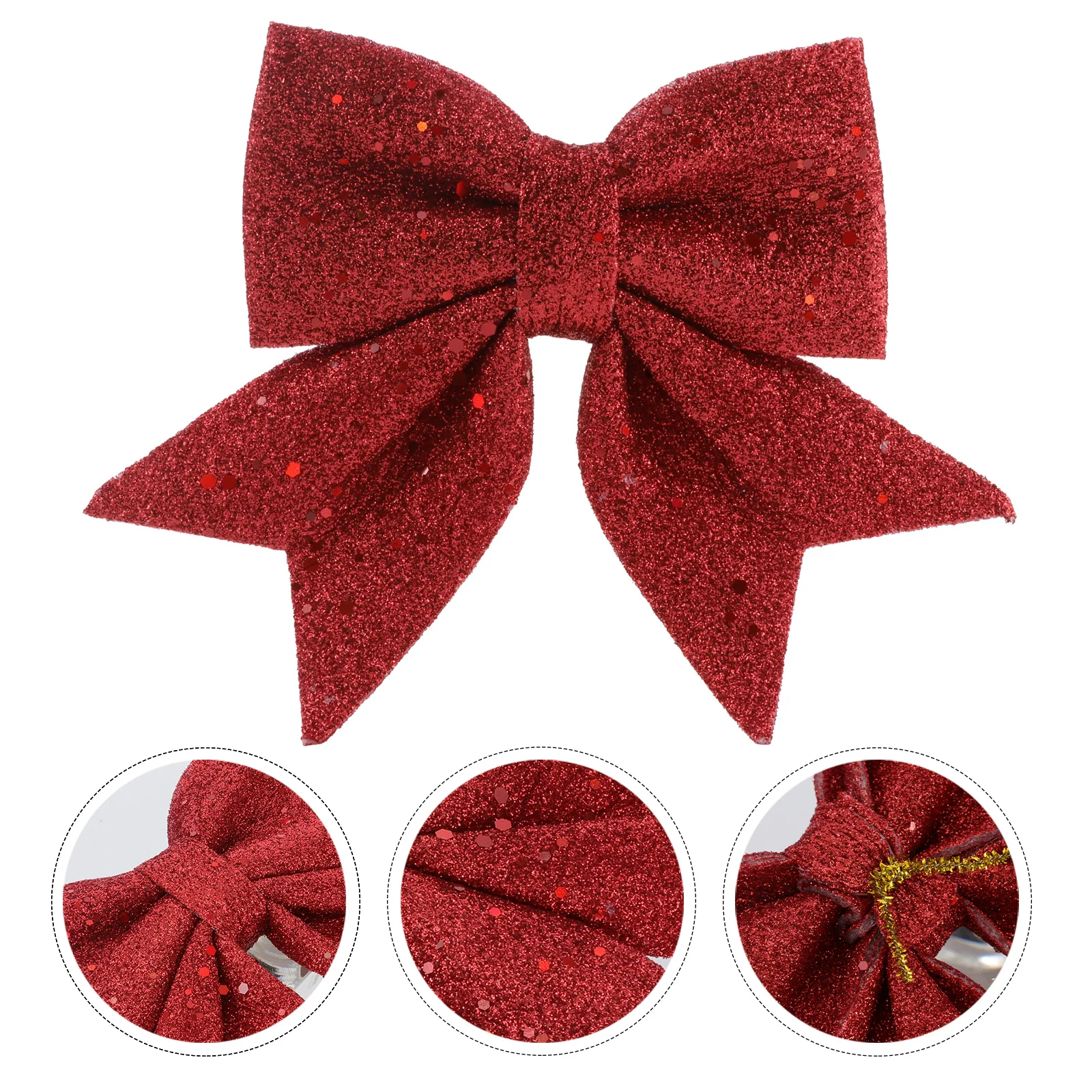 

4pcs Diy Decoration Butterfly Bows Gold Dust Effect Shining Christmas Tree Ornament Reusable Party Decor Craft Supply