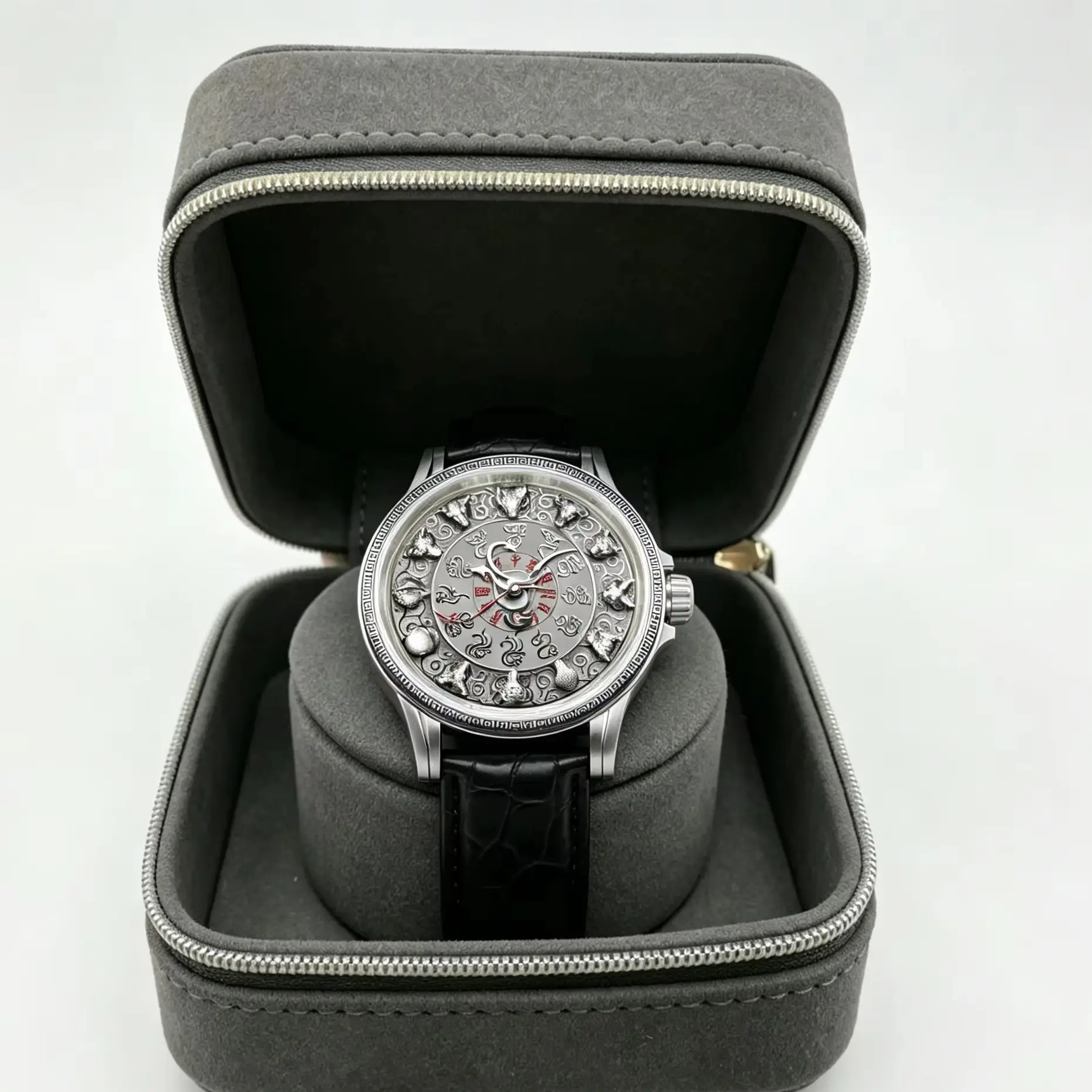 Year of The Horse New Automatic Mechanical Watch Time Watch Sterling Silver Micro-engraved Beast Head