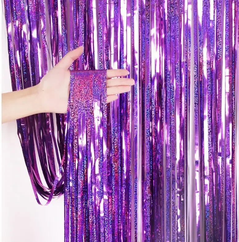 Blauer 2M*1M Laser-Tinsel-Folienvorhang, Frozen-Party-Zubehör, Geburtstagsdekoration, für Erwachsene, Kinder, Jungen, Mädchen, zur Geschlechtsoffenbarung, Hochzeitsdekoration – Detail 5