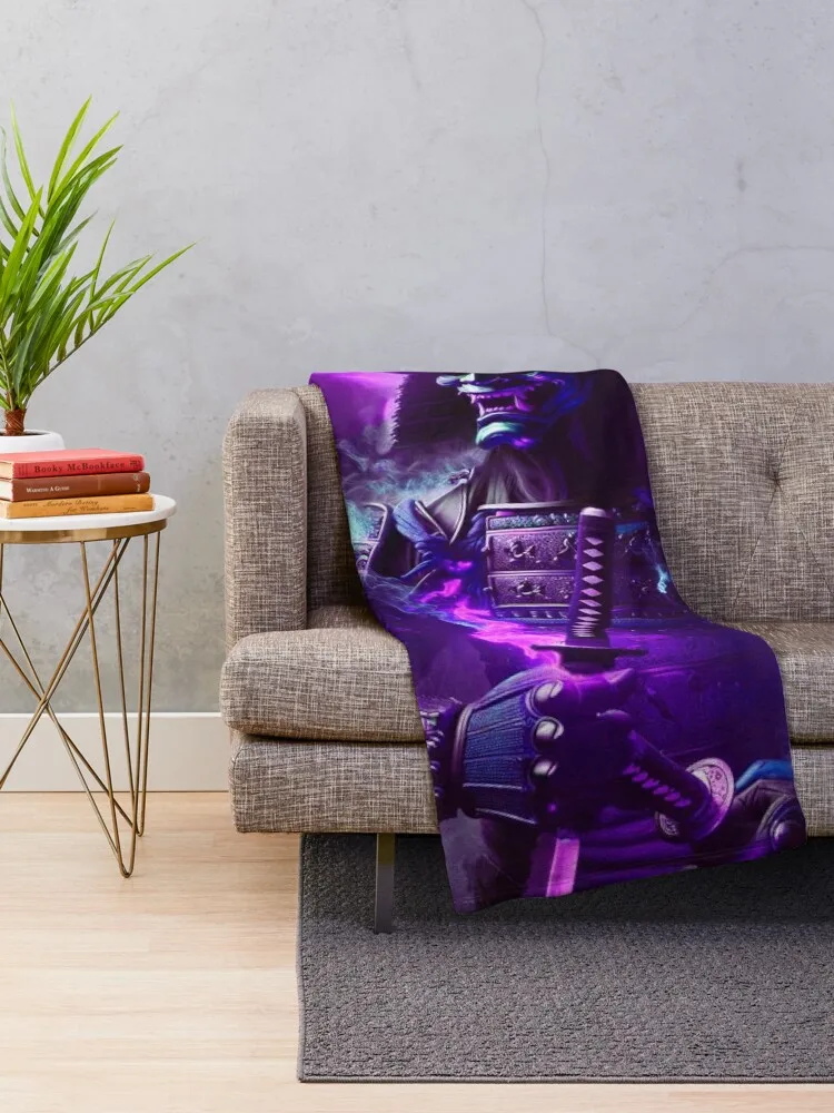 Amethyst Flames Samurai Throw Blanket Multi-Purpose cosplay anime Travel Blankets