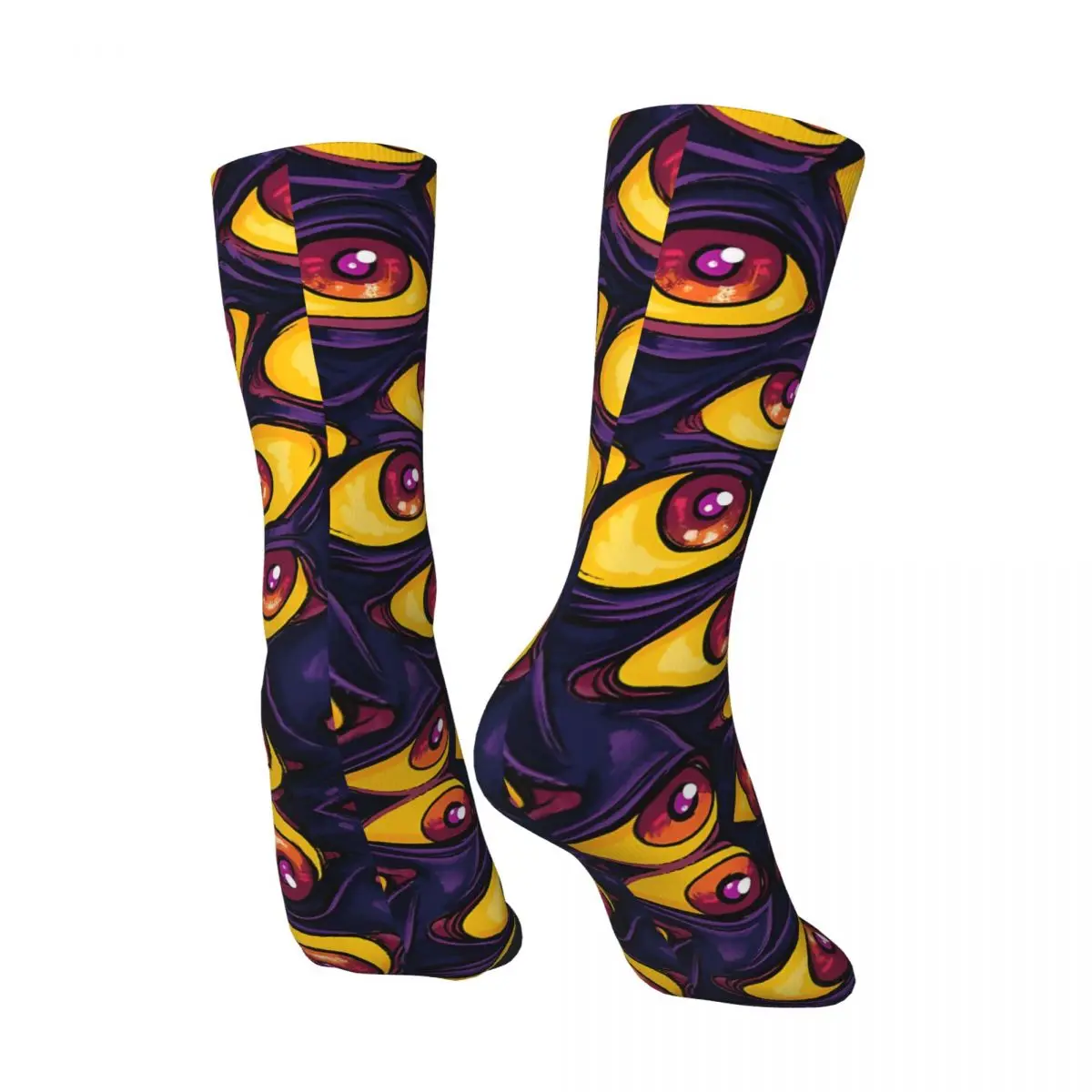 Crazy compression Wall Of Eyes In Dark Purple Case Sock for Men Vintage Selling Seamless Pattern Crew Sock Novelty