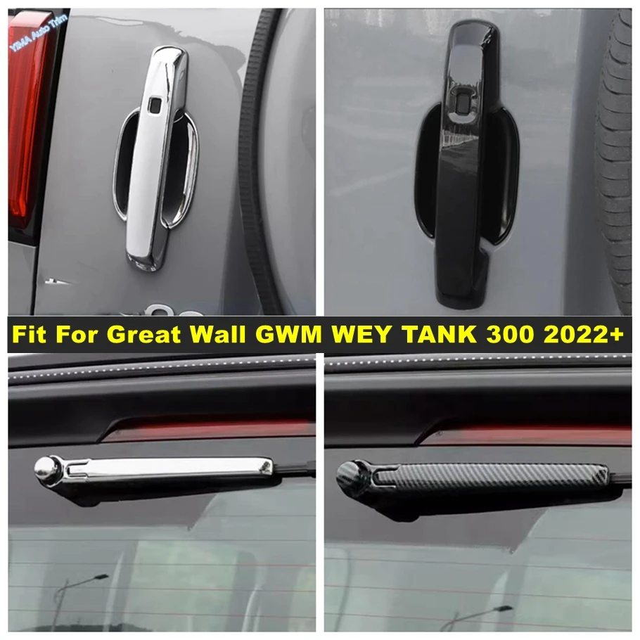 

Car Rear Window Wiper / Rear Door Handle Bowl Cover Trims For Great Wall GWM WEY TANK 300 2022 2023 Black Exterior Accessories