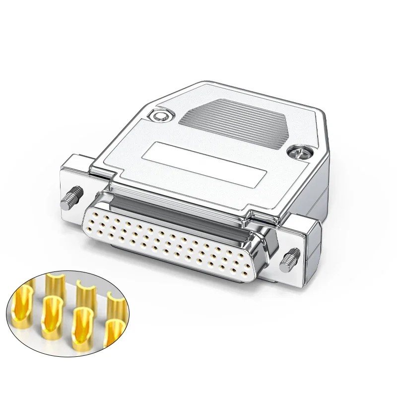 Gold-plated DB44 Male Female Head Plug Industrial 3-rows 44 Pin Welding Connector DB 44 Core Connectors Chromium Plating Shell