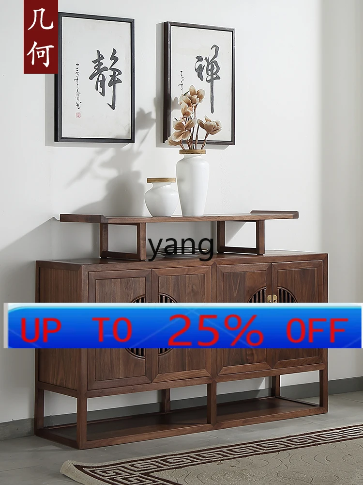 LMMnew Chinese solid wood dining side cabinet old elm end view table shoe cabinet