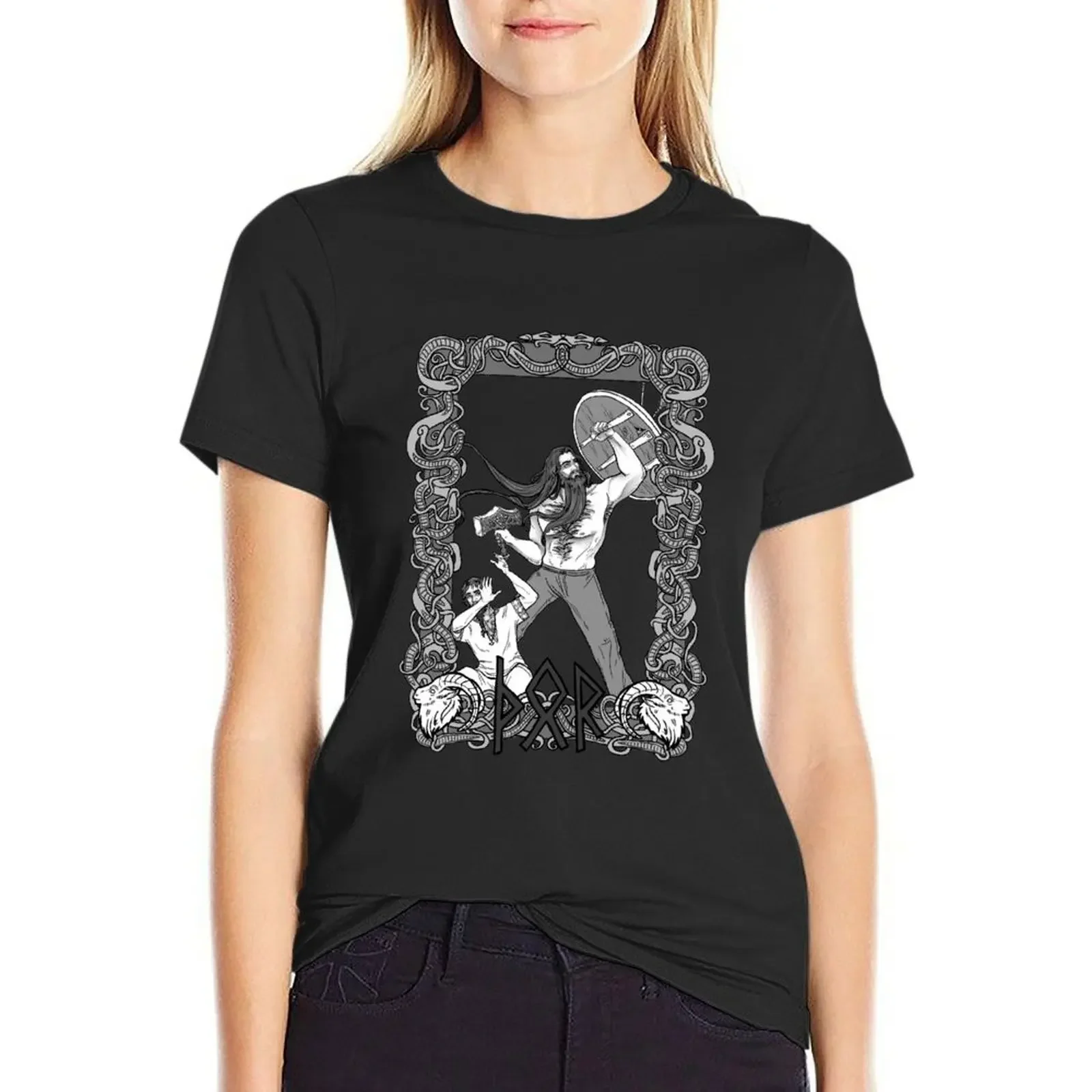 

Thor, God of Protection T-Shirt anime animal print funnys sweat t-shirts for Women loose fit
