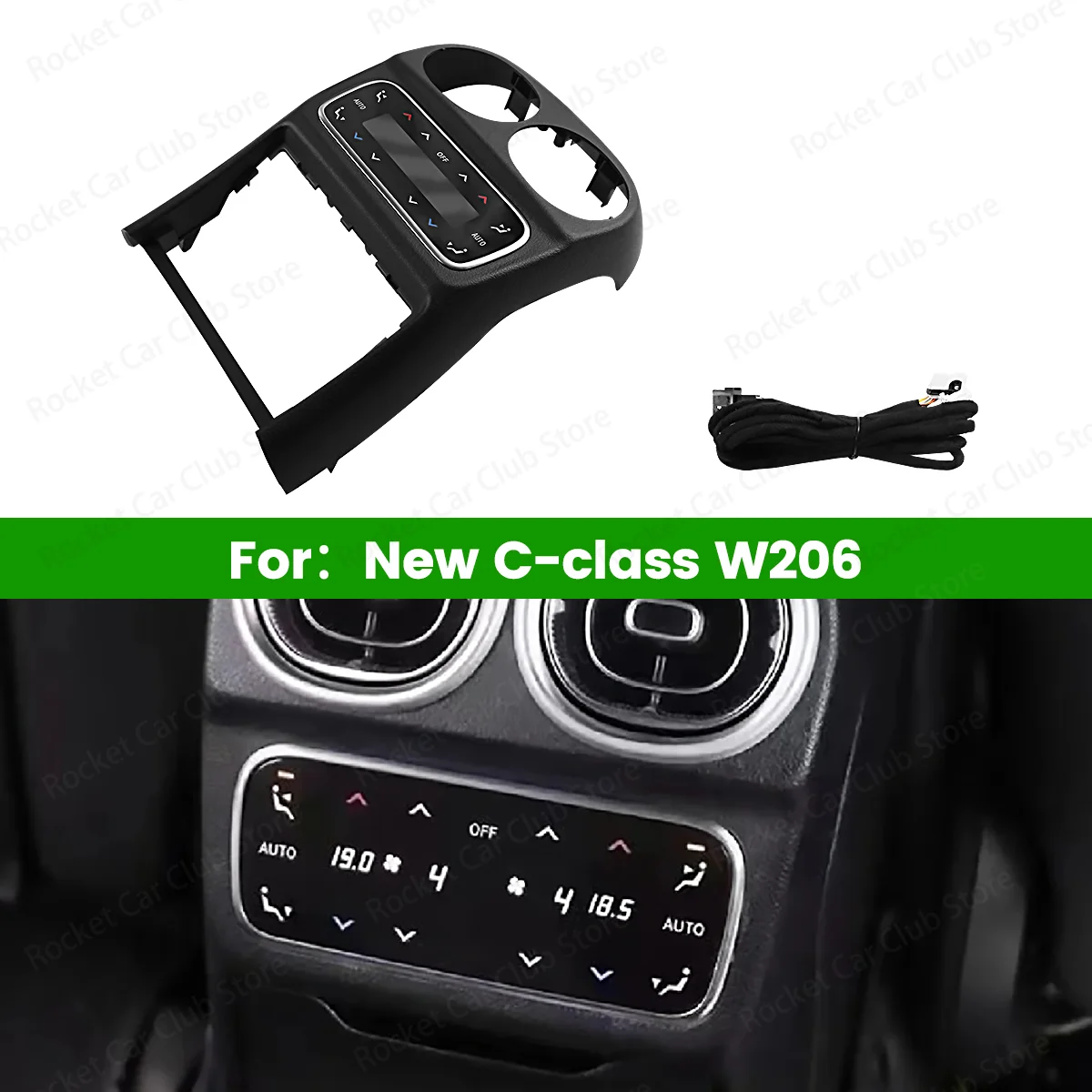 

Rear Air Vent AC Button LCD Control Modificate Climate Rear Air Conditioning Touch Control Panel For Mercedes Benz C Class W206