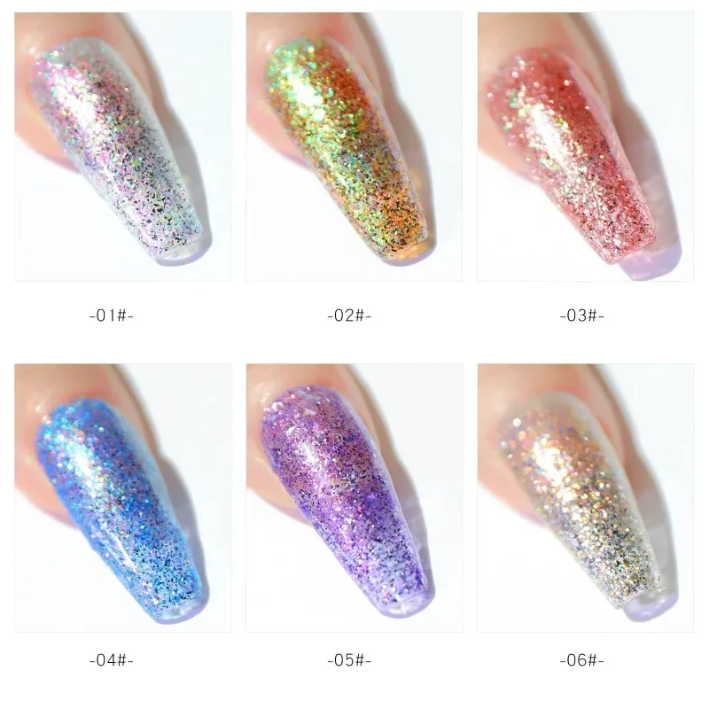 6ML Shiny Gel Nail Polish Painting Nail Art Vernis Semi Permanent Diamond Glitter Polish UV Nail Gel Top Coat Manicure