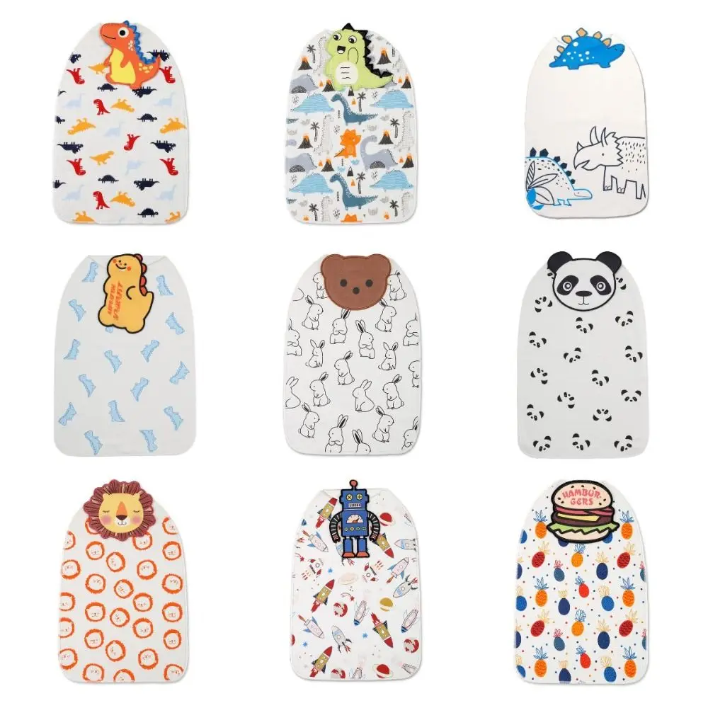 Serviette en coton absorbant la sueur sur le thème des animaux de dessin animé pour bébé, serviette confortable pour le dos du nourrisson, coussin respirant, haute absorption