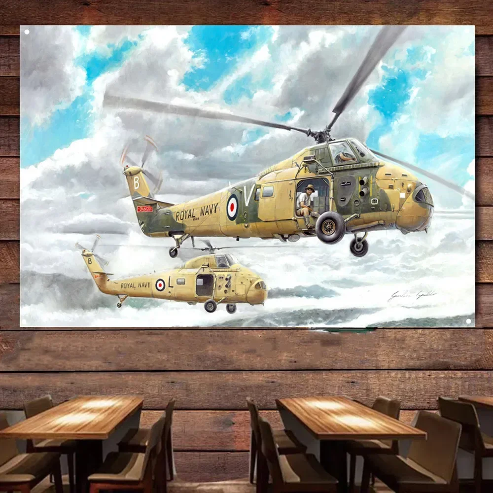 Wessex Has. 1 31A Attack Helicopter Wall Art Flag - Aviation Military Art Posters Wall Decor Banner - Best Gift for Army Fans