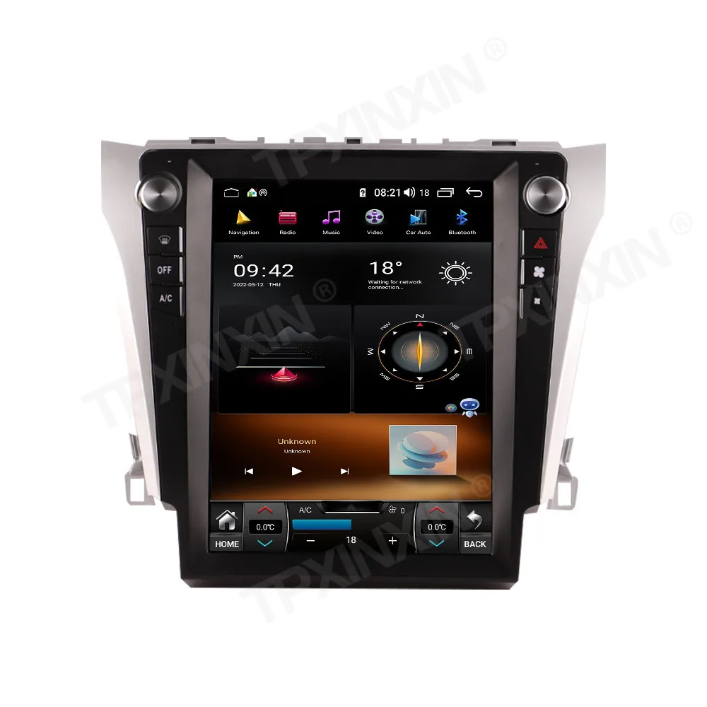 Android 14 CarPlay 12.1 Inch HD Vertical Screen Car Radio For Toyota Camry 2013-2017 Multimedia Player GPS Navigation Head Unit