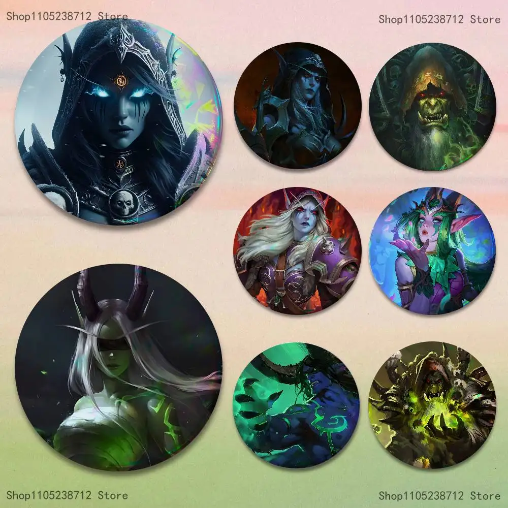 عوالم W-Warcrafts لعبة دبابيس ظهره الملابس والمجوهرات والاكسسوارات الكرتون جولة بروش زر شارة المشجعين جمع الهدايا #1