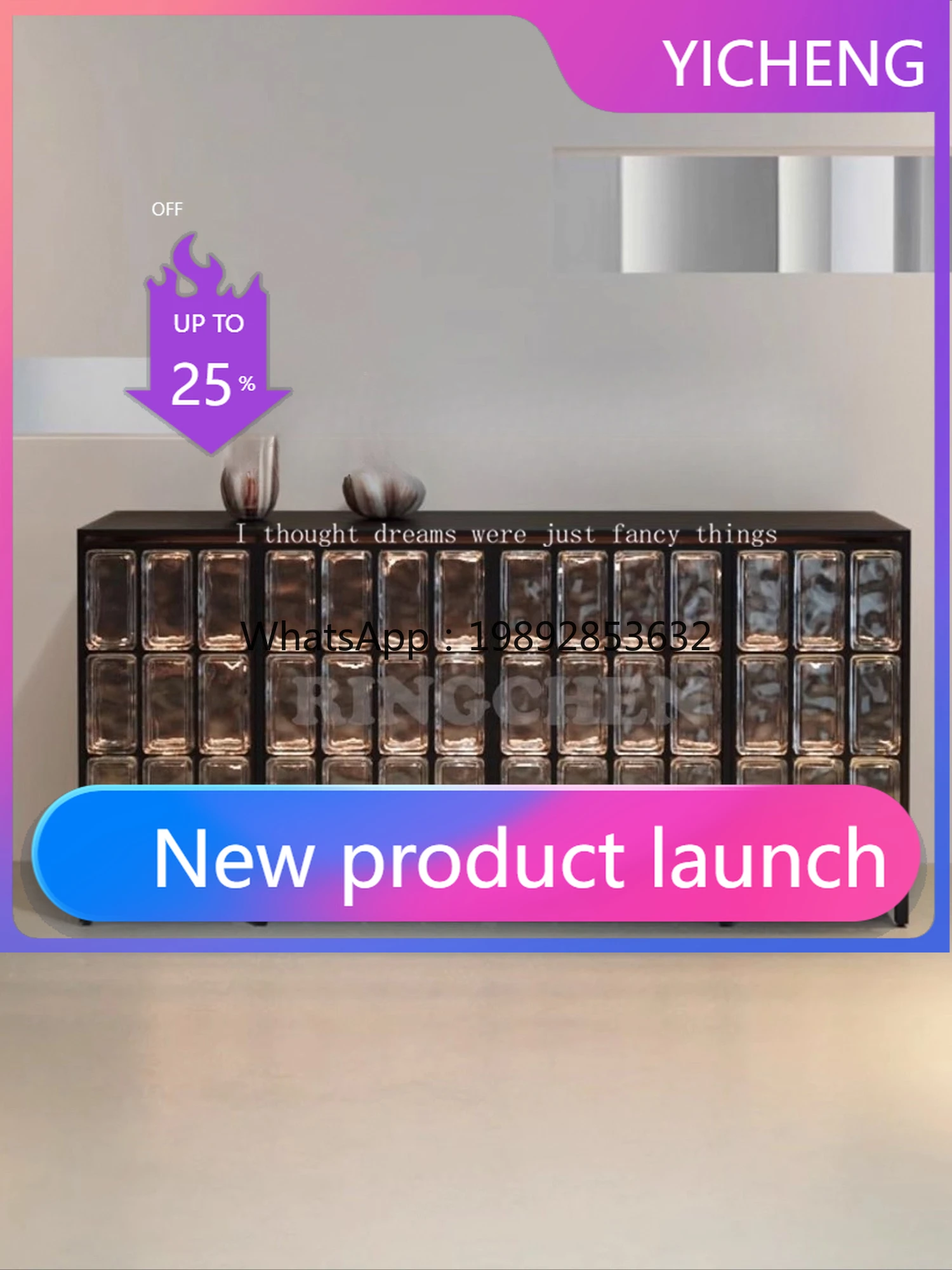 

LYY Italian minimalist premium crystal glass brick dining side cabinet household antique locker