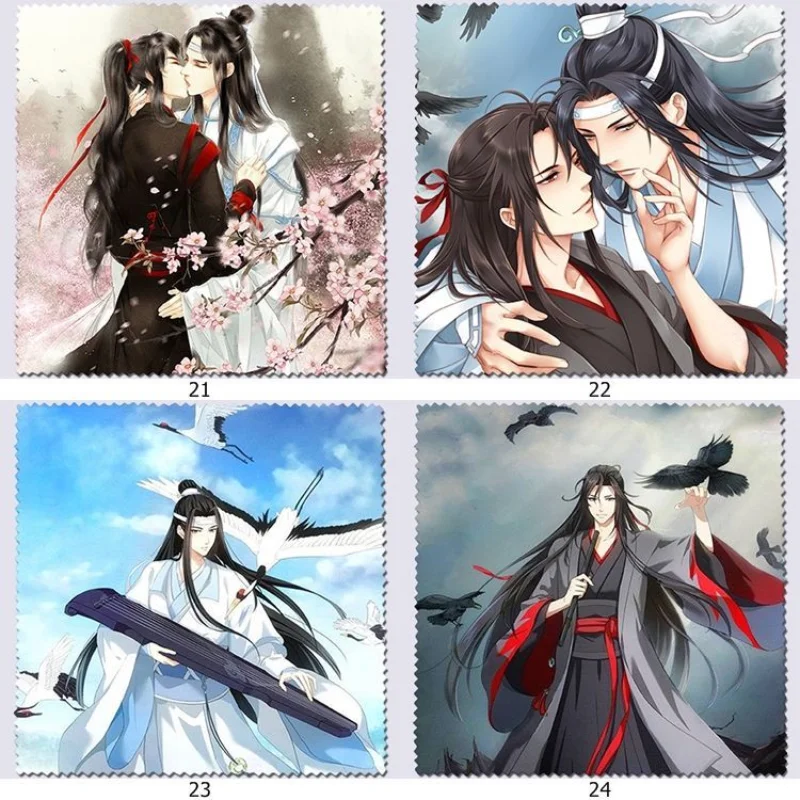 

Lan Wangji Wei Wuxian Glasses Cloth Mo Dao Zu Shi Anime Print Glasses Wipes Lens Cloth Defogger Cute Eyeglasses Wipe Accessories