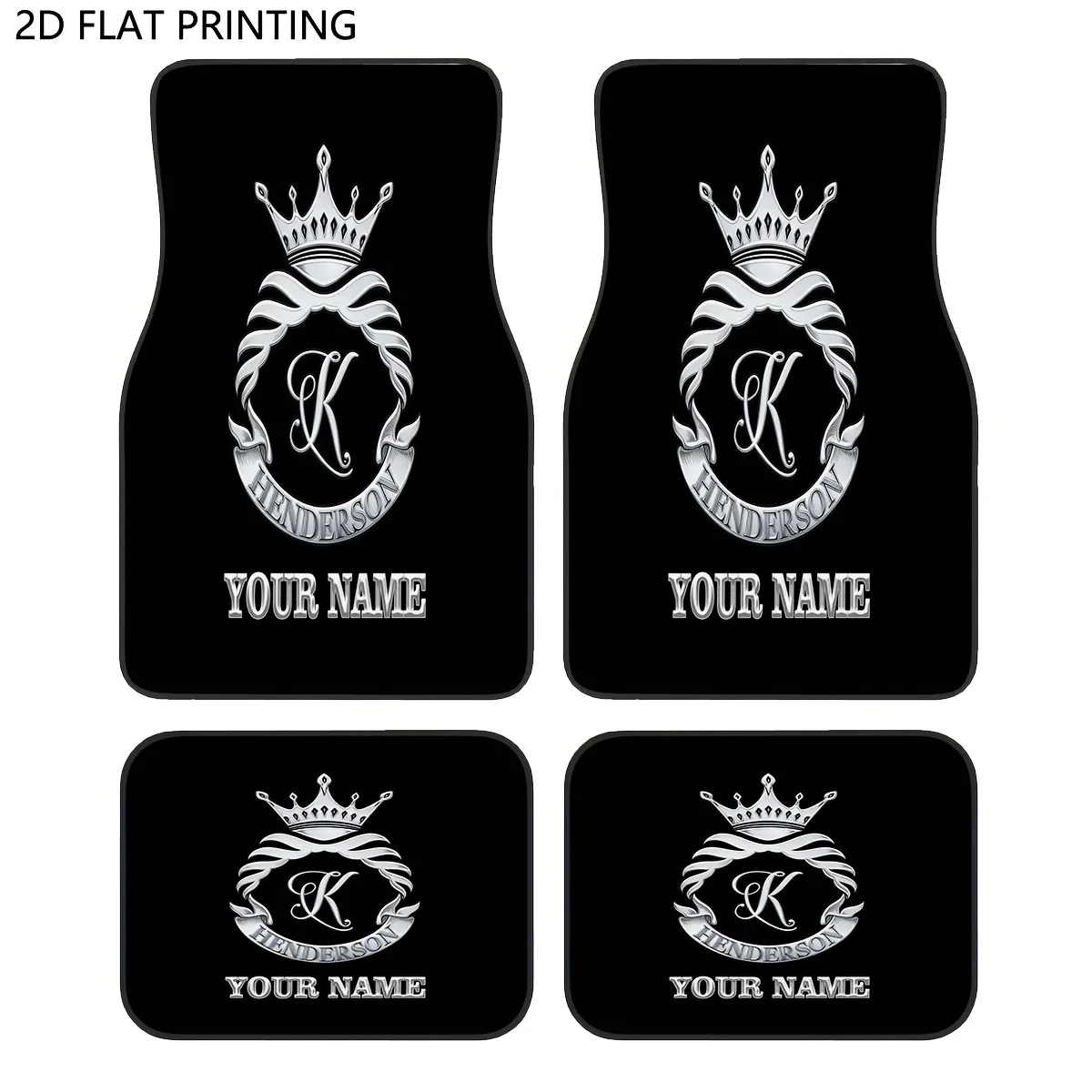 

4pcs Custom Car Floor Mats With Ized Name/Text & Crest - Fit For 95% Of Cars, SUVs, Sedans, Vans - Custom Auto With Your Letteri