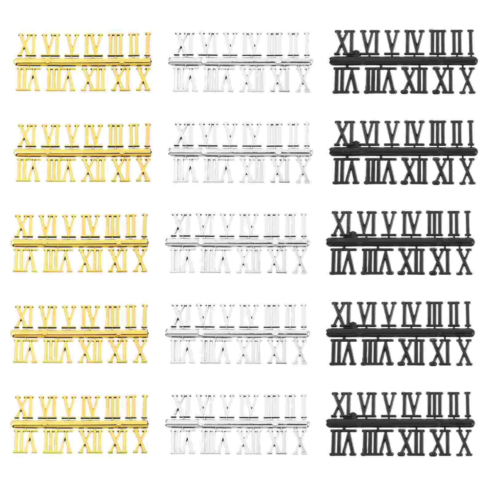 

15 Sets Clock Number Plate Wall Numerals Replacement Parts for Metal DIY Roman Digital Numbers Plastic