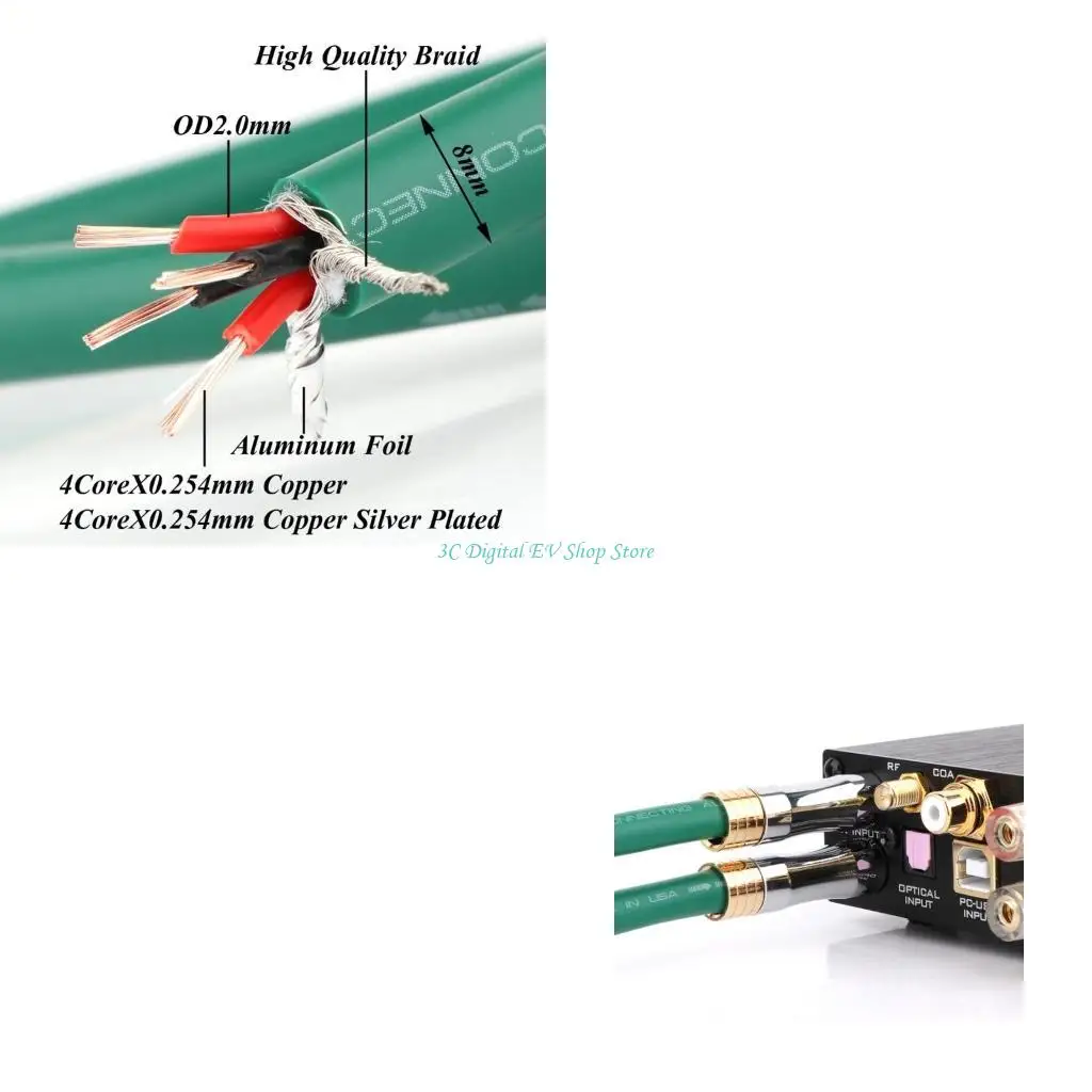 

E74D Высокоэффективное соединение RCA-RCA, медный кабель, аудиокабель 2328 Hi-Fi 99,98%