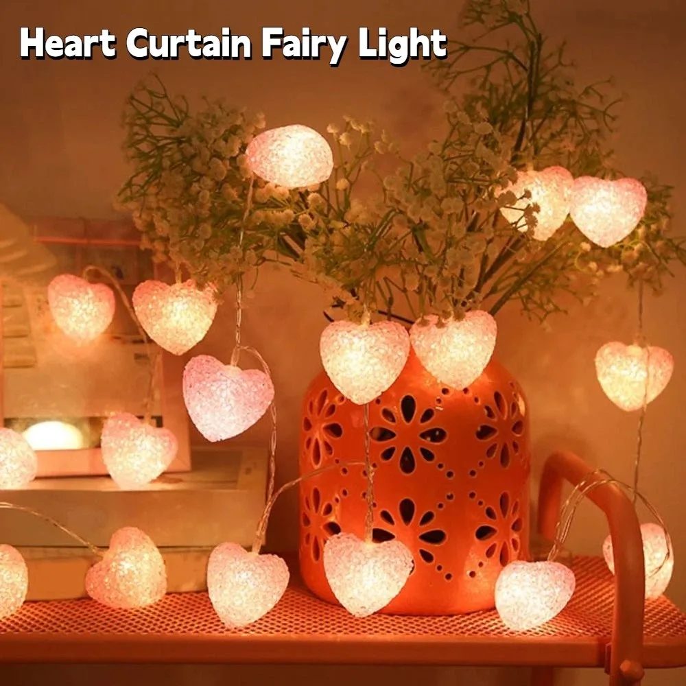 

USB Port Heart Curtain Fairy Light Love Creative Valentine Day LED String Lights Red Pink Beautiful LED Atmosphere Light