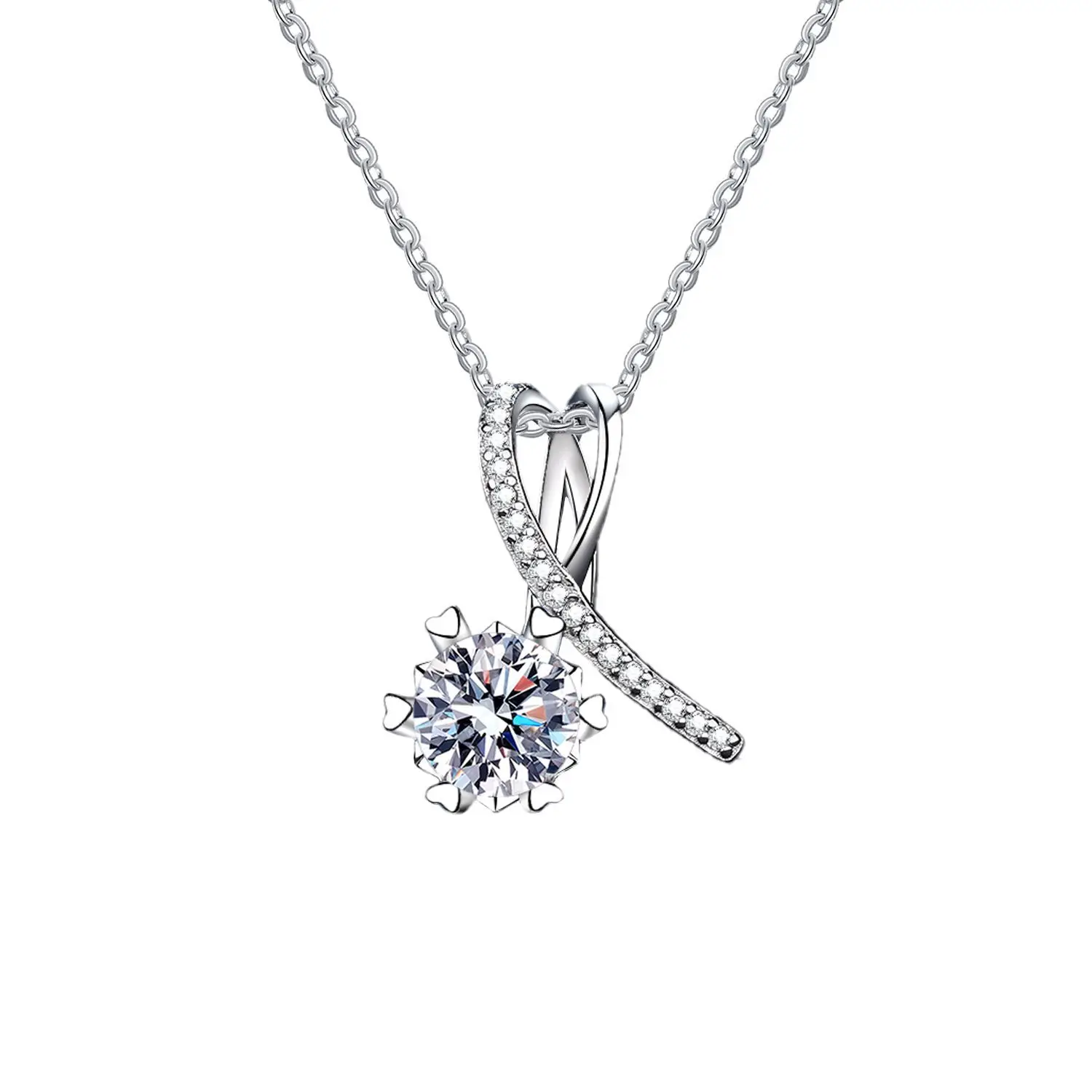 KyanGem 18K Gold 1-carat Moissanite Necklace, 18K Platinum Inlaid Diamond Pendant, Women's Fashionable Classic Jewelry