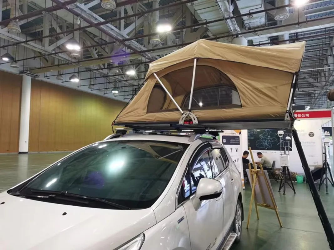Dachzelt Lightweight Double Layer Oxford Waterproof Roof Top Tent  70mm Mattress 1-2 Person Capacity for SUV Camping Roof Tent