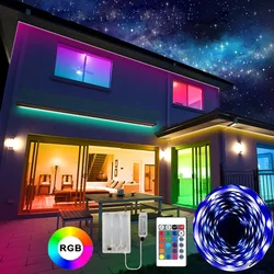 1PC 5V RGB LED Battery Box Light Strip 2835 Beads 24 Keys Remote Control Cut and Bendable Design for Bedroom, Game Room