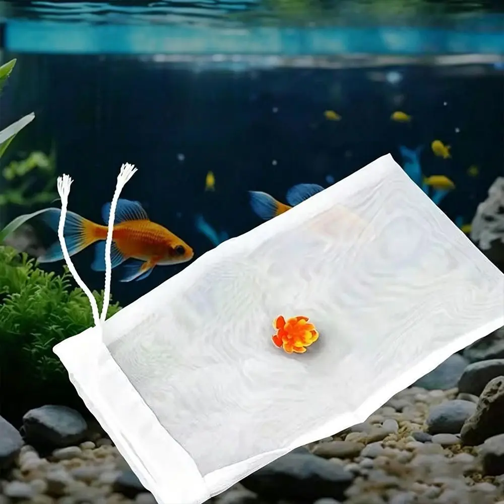 Nylon Aquarium Filter Bag Drawstring Closure Fine Mesh Fish Tank Filter Bag Reusable High Density Aquarium Filter Sock
