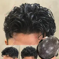 Prótesis Capilar Masculina Super Natural con Línea de Cabello Invisible, PU Transparente, Duradera, Delgada, Micro Piel, Tonos 1B50, 1B80, Marrón Oscuro, Gris, Negro