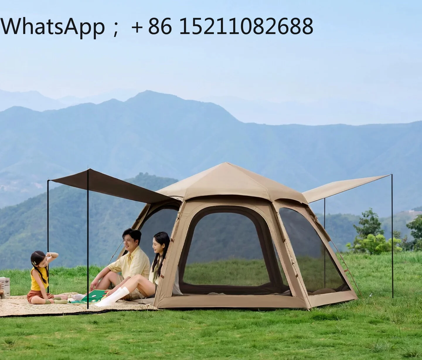 SCY tent outdoor portable folding camping overnight camping thickened rainstorm-proof canopy free construction