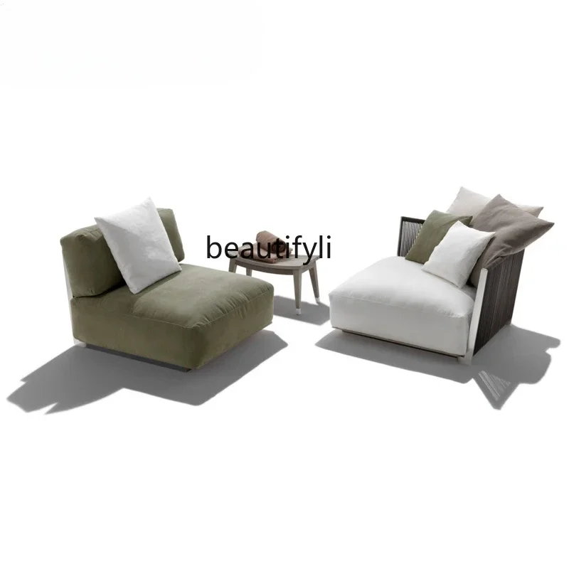 Outdoor Leisure Lazy Rattan Sofa Courtyard   Terrace Waterproof and Sun Protection High-Grade Rattan Furniture