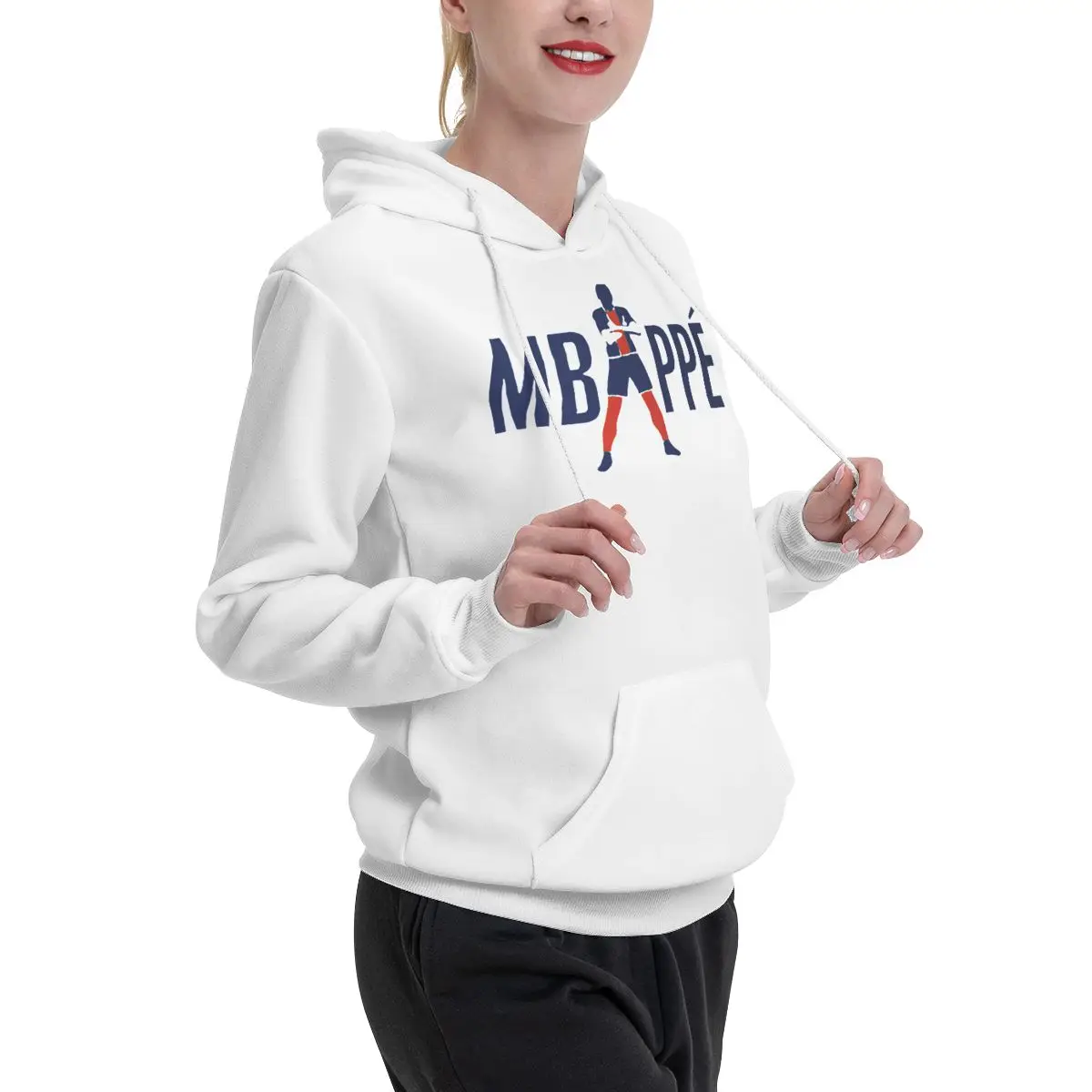 France Football Team Kylianer And Mbappᄅ And Mbappe Couples Plus Velvet Hooded Sweater Casual Graphic Hooded rope pullover