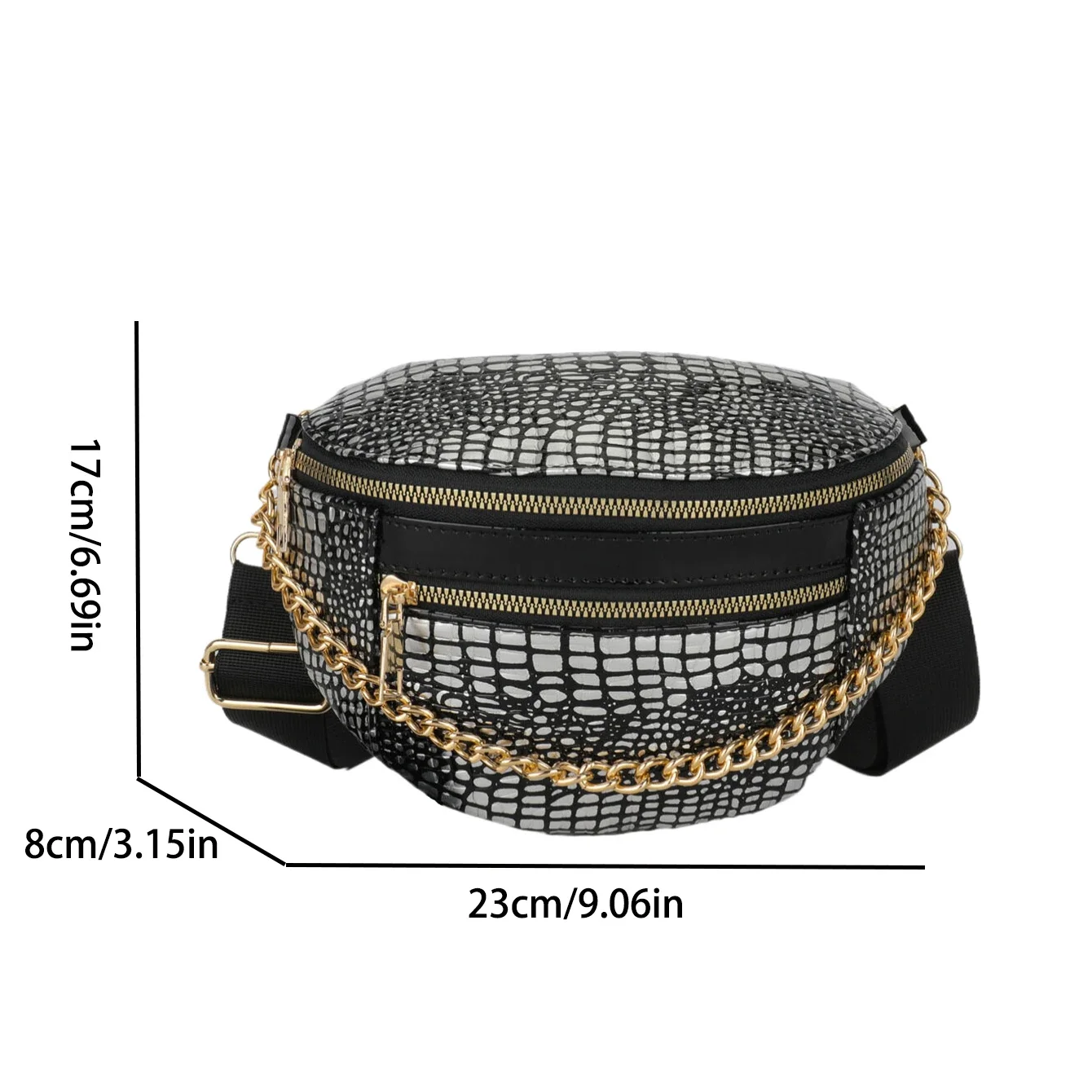 Luxury Chain Waist Bag For Women Pu Leather Fanny Pack Small Stone Pattern Saddle Crossbody Bag Female Versatile Travel Belt Bag