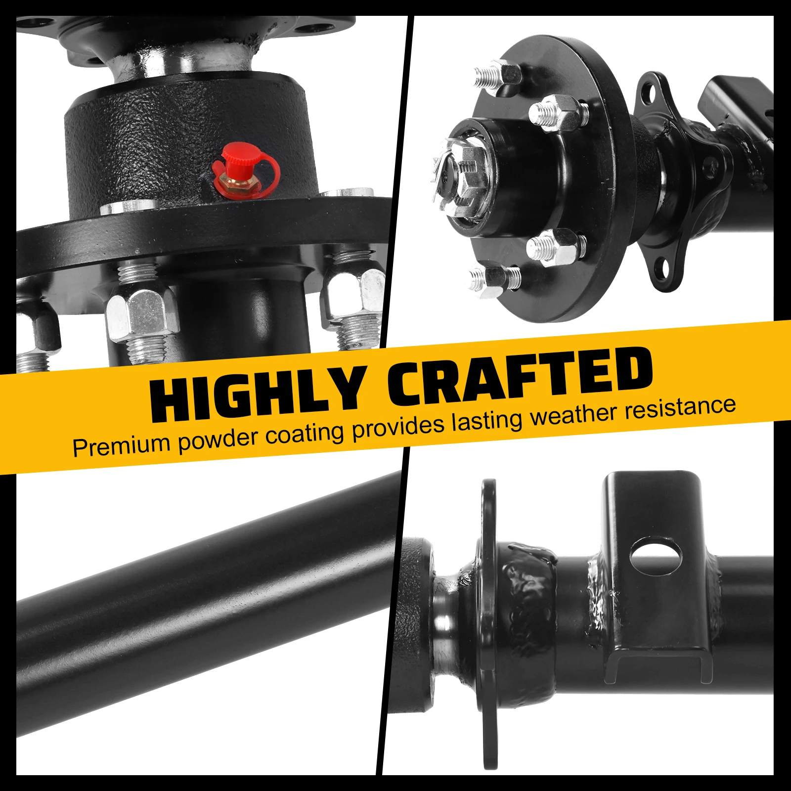 

3500 Lbs Trailer Axle 43/50/61/65/70/77 Inch Spring Center 5 Lug 5x4.5 Bolt Pattern Compatible with Light Duty Trailers