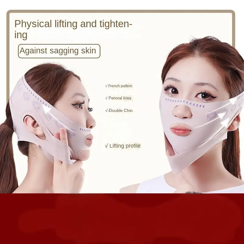 Dubbellaagse V-Face-liftband voor dag en nacht Gezichtsafslanken Verstevigende contouren Compressie Verstelbare comfortondersteuning