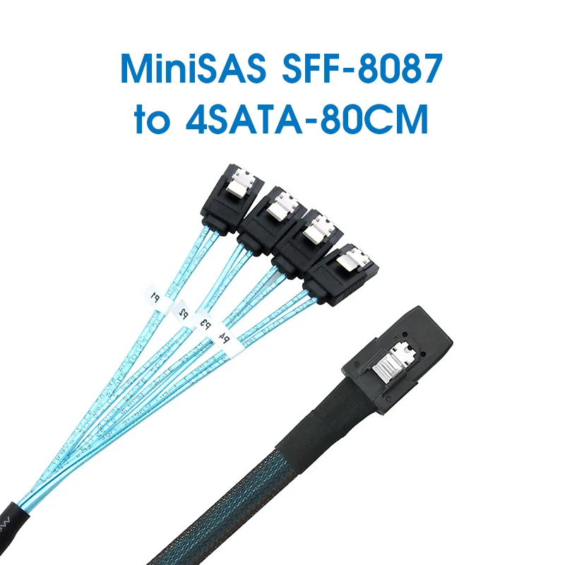 

80CM Length Internal SFF 8087 to 4 SATA SAS Cable For Mainboard