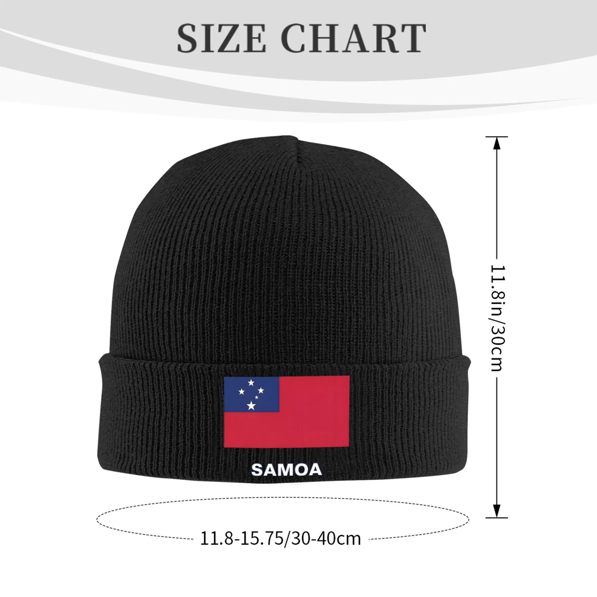 Female Male Samoa Flag with Text Beanie Hats  Funny Knitted Hat Autumn Outdoor Sport Caps Design Head Wrap Bonnet Hats